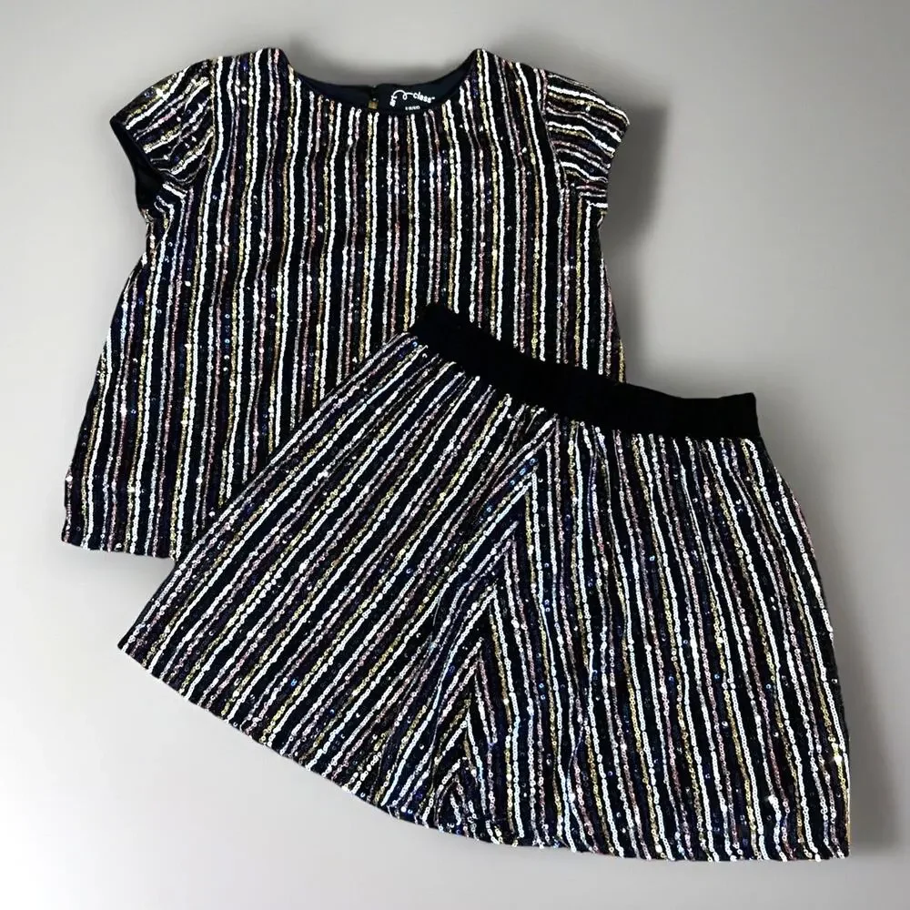 Art Class Sequin Top & Skirt Set Girls Top S 6/6X & Skirt XS (4/5) NWOT